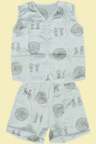 Bargain - Boy's Sleeveless Blessing & Longevity Mandarin Suit (White)