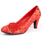 High Heel Brocade Vamp Shoes