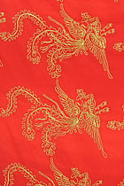 Fabric - Golden Phoenix See-through Embroidery Gauze (Red)