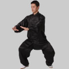 Professional Taichi Kungfu Uniform - Korean Silk - Black (RM)