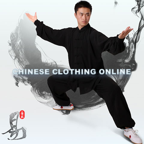 Professional Taichi Kungfu Uniform with Pants - Cotton/Silk - Black (RM)