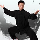 Professional Taichi Kungfu Uniform with Pants - Cotton/Silk - Black (RM)