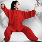 Professional Taichi Kungfu Uniform with Pants - Cotton/Silk - Red (RM)