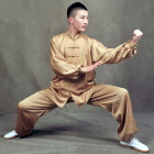 Professional Taichi Kungfu Uniform with Pants - Silk Fibroin Satin - Champagne (RM)