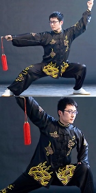 Wave/cloud Embroidery Long-sleeve 2-piece Kung Fu / Taichi Suit (CM)