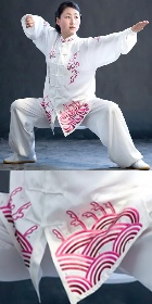 Wave/cloud Embroidery Long-sleeve 2-piece Kung Fu / Taichi Suit (CM)