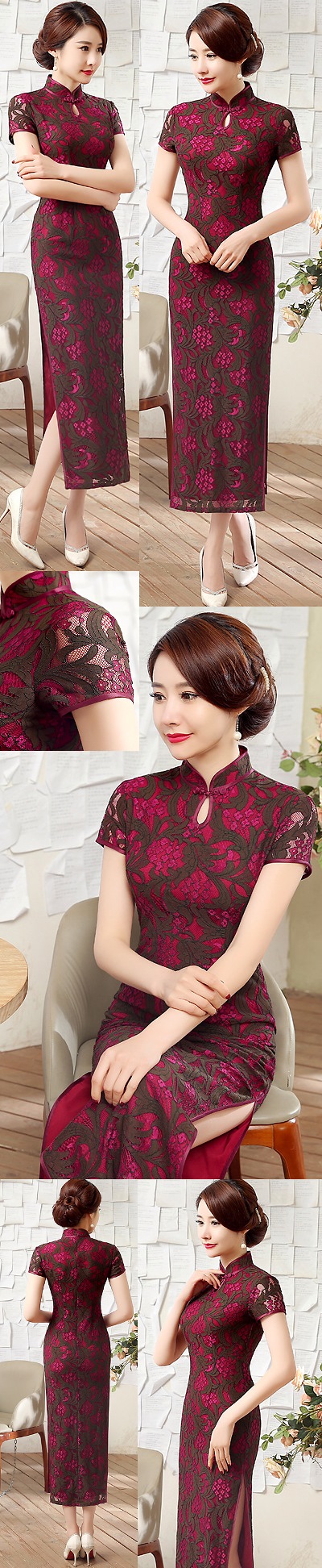 Cup-sleeve Gorgeous Embroidery Gauze Cheongsam (RM)
