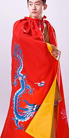 Men's Hanfu Dragon Embroidery Cloak - Red (RM)