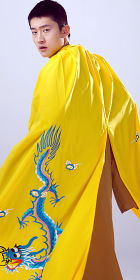 Men's Hanfu Dragon Embroidery Cloak - Yellow (RM)