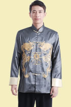 Mandarin Dual-dragon Embroidery Thai Silk Jacket (RM)