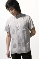 Short-sleeve Jacquard Mandarin Shirt (CM)