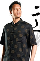 Short-sleeve Jacquard Mandarin Shirt (CM)