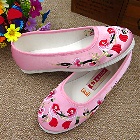 Satin Flower and Bird Embroidery Shoes (Pink)