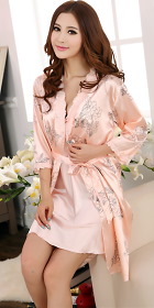 2-piece Floral Lace Silk Robe (RM)