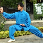 Professional Taichi Kungfu Uniform with Pants - Cotton/Silk - Blue (RM)