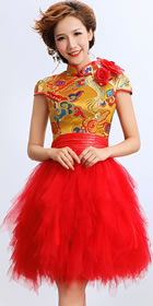 Cup-sleeve Short-length Bridal Cheongsam (RM)