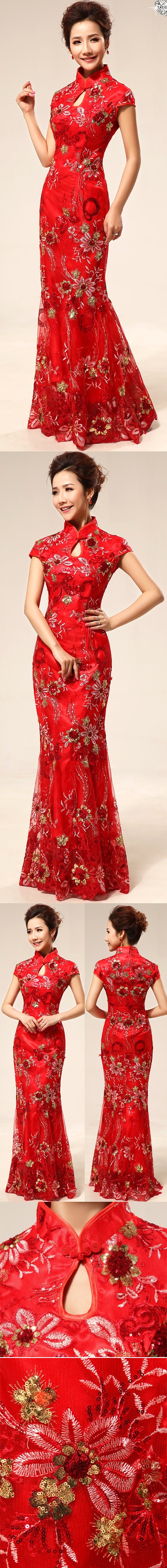 Cup-sleeve Long-length Bridal Cheongsam (RM)