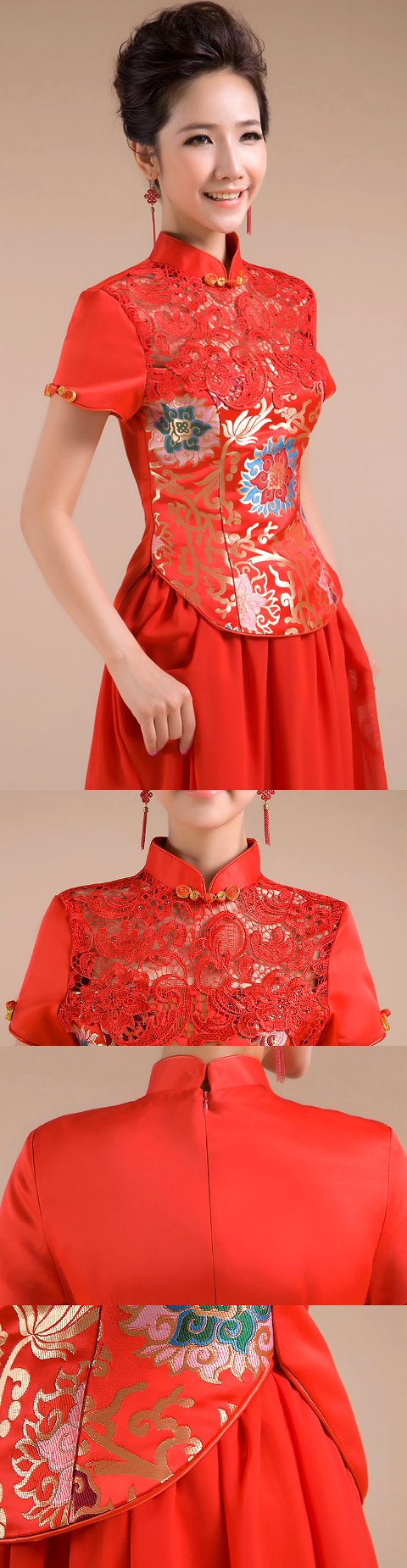 Short-sleeve Long-length Bridal Cheongsam (RM)