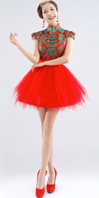 Cup-sleeve Short-length Bridal Cheongsam (RM)