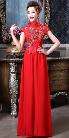 Cup-sleeve Long-length Bridal Cheongsam Dress (RM)