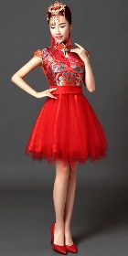 Cup-sleeve Short-length Evening-dress/Bridal Cheongsam (RM)