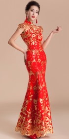 Cup-sleeve Long-length Bridal Cheongsam (CM)