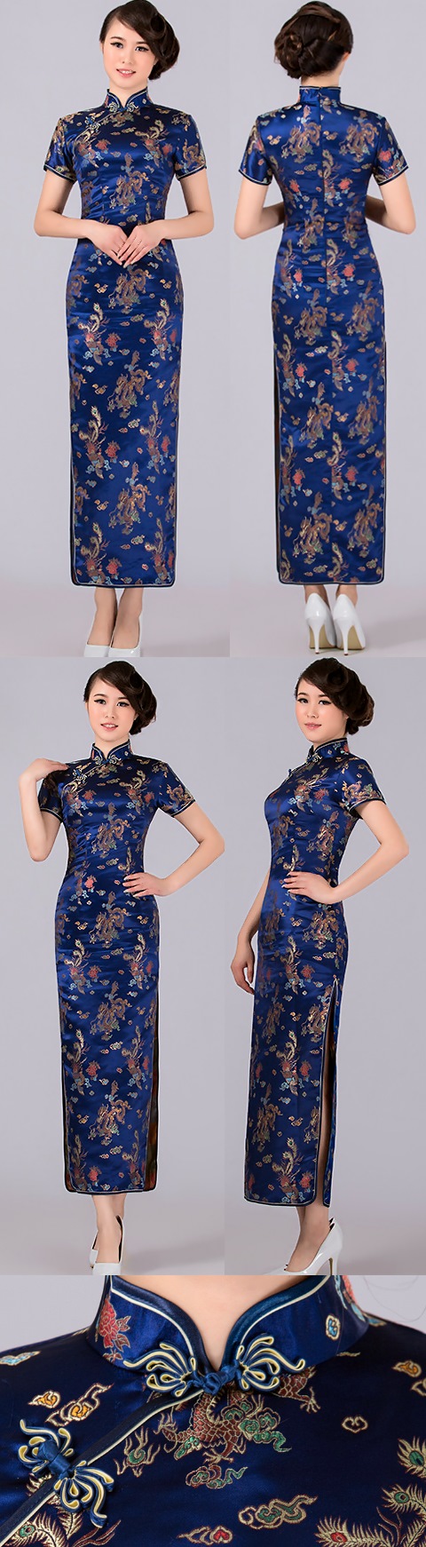 Short-sleeve Long-length Brocade Cheongsam (RM)