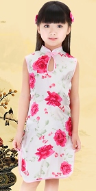 Girl's Sleeveless Floral Cheongsam Dress (RM)