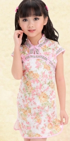 Girl's Cup-sleeve Floral Cheongsam Dress (RM)