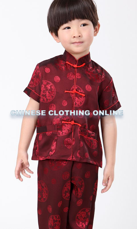 Boy's Short-sleeve Jacquard Mandarin Suit (RM)