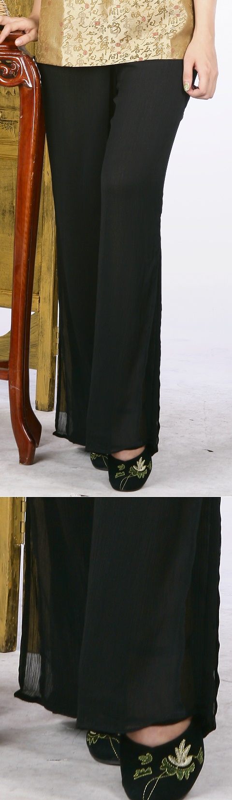 Dual-layer Chiffon Pants (Black)