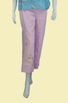 Floral Embroidery Pants (Pink)