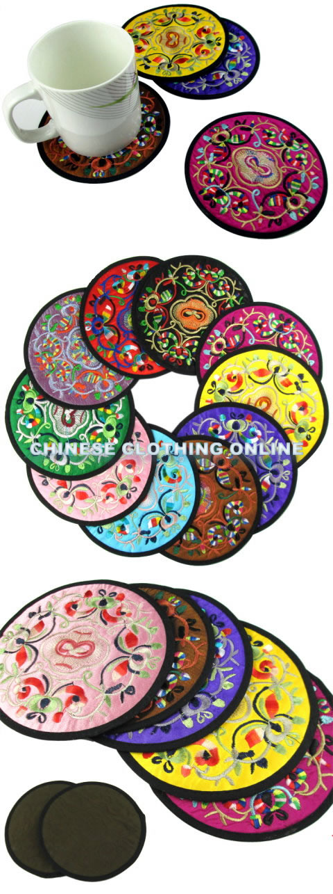 Chinese Ethnic Embroidery Coaster (4 pcs)