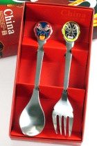 Stainless Steel Cutlery Set w/ Beijing Opera Mask handle