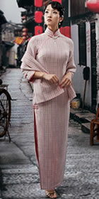 3/4-sleeve Long-length Cheongsam w/ Shawl (CM)