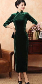 3/4-sleeve Long-length Cheongsam (CM)