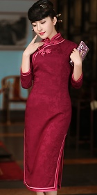 3/4-sleeve Long-length Cheongsam (CM)