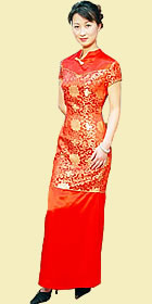 Cup-sleeve Long-length Velvet Cheongsam (CM)