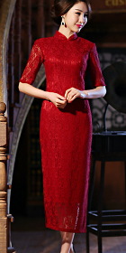 Elbow-sleeve Long-length Cheongsam (CM)