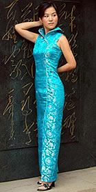 Sleeveless Foldable High Collar Front Slit Long-length Cheongsam (CM)