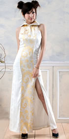 Cut-in Shoulders Bareback Long-length Cheongsam (CM)