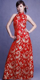 Cut-in Shoulders A-line Long-length Cheongsam (CM)