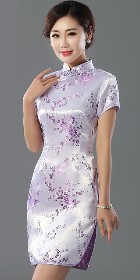 Short-sleeve Short Brocade Cheongsam Dress