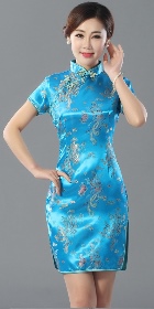 Short-sleeve Short Brocade Cheongsam Dress