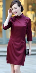 3/4-sleeve Mid-length Cheongsam (CM)