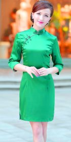 3/4-sleeve Mid-length Cheongsam (CM)