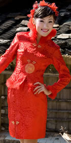 Long-sleeve Mid-length Wadded Cheongsam Suit (RM)