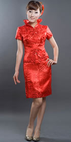 Short-sleeve Mid-length Cheongsam Suit (RM)