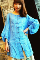 Ethnic Long-sleeve Puff-cuff Long Blouse/Jacket (CM)