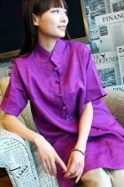 Ethnic Short-sleeve Linen Long-Blouse (CM)